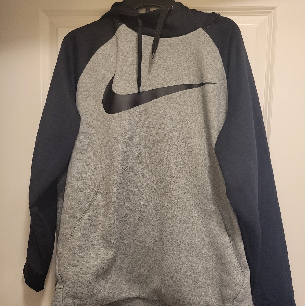 Nike Mens Gray and Black Sweatshirt Hoodie Size XL